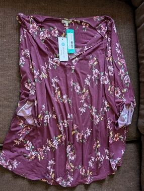 Beacon Burgundy Floral Knit Top